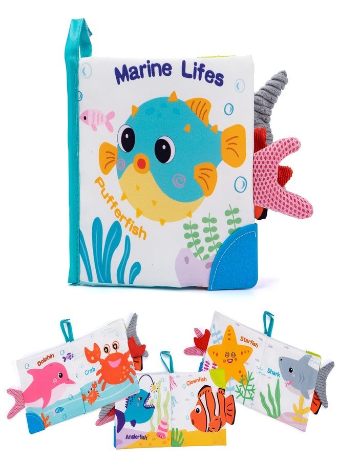 Love&Mini Baby Cloth Book Toys - Ocean Shark Crinkle Book with Teether, Touch & Feel Soft Books for Babies 6+ Months, Sensory Early Learning Toys, Baby Shower Gifts for Boys & Girls - Image 1
